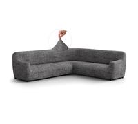 PAULATO - Housse de canapé d'angle en Microfibre Unie, Anti-Rayures Lavable en Machine, Technologie WavyTech et Certification Oeko- TEX, Made in Italy - Vittoria, Gris