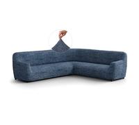 PAULATO - Housse de canapé d'angle en Microfibre Unie, Anti-Rayures Lavable en Machine, Technologie WavyTech et Certification Oeko- TEX, Made in Italy - Vittoria, Blue