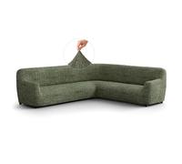 PAULATO - Housse de canapé d'angle en Microfibre Unie, Tissu Anti-Rayures Lavable en Machine, Technologie WavyTech et Certification Oeko-TEX - Made in Italy - Vittoria - Vert