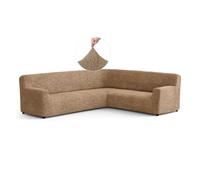 PAULATO - Housse de canapé d'angle Microfibre Unie, Tissu Anti-Rayures Lavable en Machine, Technologie WavyTech et Certification Oeko-TEX - Made in Italy - Cappuccino