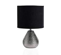 Pauleen 480.18 48018 Sip of Silver Max. 20W luminaire à Poser E14 Lampe de Chevet Argent Noir 230V céramique/Tissu sans Ampoule