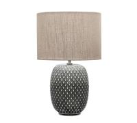 Pauleen 48153 lampe à poser Pretty Classy céramique luminaire à poser avec abat-jour en tissu beige clair max60W E27 Gris foncé/Beige 230 V Céramique