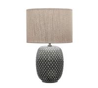 Pauleen 48153 Pretty Classy lampe à poser céramique luminaire à poser avec abat-jour en tissu beige clair max 60W E27 Gris foncé/Beige 230V Céramique