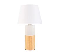 Pauleen 48204 Lampe à Poser Woody Elegance 20 Watts Max, Blanc, Bois, Tissu E27