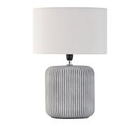 Pauleen 48218 lampe à poser Pure Shine max. 20W faite main Gris Blanc Lampe de chevet Look Bohême en tissu, céramique E14