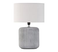 Pauleen 48218 Poser Pure Shine Max. 20 Watt Faite à la Main Gris, Blanc Lampe de Chevet de Look bohème en Tissu, céramique E14