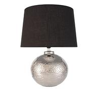 Pauleen 48222 poser Touch of Silver max. 20 Watt faite à la main noir, argent chevet de look glamour en tissu, céramique E14, Table lamp
