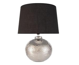 Pauleen 48222 lampe à poser Touch of Silver max. 20 Watt faite à la main noir, argent Lampe de chevet de look glamour en tissu, céramique E14