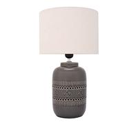 Pauleen 48224 lampe à poser Gleaming Beauty max. 20 Watt faite à la amin beige, gris lampe de chevet de look boho en tissu, céramique E27