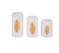 Pauleen Golden Feather Candle 48248 Bougie en cire avec pile et minuterie 6 h Blanc/doré