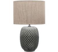 Pauleen 48153 Pretty Classy lampe à poser céramique luminaire à poser avec abat-jour en tissu beige clair max 60W E27 Gris foncé/Beige 230V Céramique