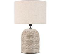 Pauleen 48223 lampe à poser Tender Pearl max. 20 Watt faite à la main Lampe de chevet beige de look bohème en tissu, céramique E14