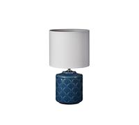 Pauleen Lampe à poser Glowing Midnight – E14 max.20W 230V, céramique/tissu Bleu/Blanc, sans ampoule
