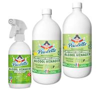 Paulette - Lot Alcool Ménager - Pulvérisateur Multi-Usages + 2 Recharges | Désinfectant Dégraissant Multi-Surface - 98,7% d'Ingrédients d'Origine Naturelle - Ecocert - Fabriqué en France