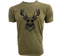 PAULGOS T-shirt pour hommes "Tête de cerf avec lunettes de soleil"