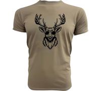 PAULGOS T-shirt pour hommes "Tête de cerf avec lunettes de soleil"