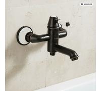 PaulGurkes Robinet de baignoire rétro noir avec céramique blanche