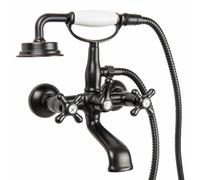 PaulGurkes Robinet de baignoire rétro noir avec douchette antique