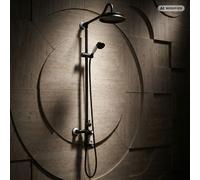 PaulGurkes Système de Douche Nostalgie Noir avec Douche Plafonnier