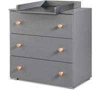 PAULINE Commode bébé avec plan à langer amovible Gris / Bois