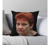 Pauline Hanson Taie d'oreiller en polyester et lin avec fermeture éclair Motif Please Explain Taie d'oreiller décorative
