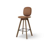 Pauline Tabouret Comfort de Bar H75 Chêne fumé/Cuir Brandy