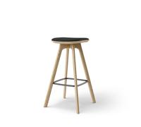 Pauline Tabouret de Bar H75 Chêne/Cuir Noir