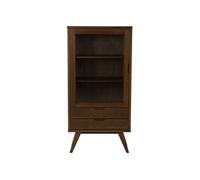 Pauline - vitrine - chêne foncé - 2 tiroirs et 1 porte - 72x145 cm - Bois