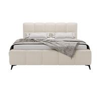 Paulito - lit coffre - 140x200 cm - sommier inclus - en tissu bouclette - Beige Beige G