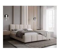 Paulito - lit coffre - 160x200 cm - sommier inclus - en tissu bouclette - Beige