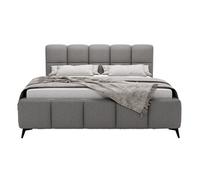 Paulito - lit coffre - 160x200 cm - sommier inclus - en tissu bouclette - Gris