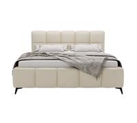 Paulito - lit coffre - 160x200 cm - sommier inclus - en velours - Beige Beige G