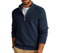 PaulJones Pull décontracté en tricot à col montant pour homme avec fermeture éclair 1/4, noir foncé, S