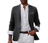 PaulJones Veste de costume sportive à 2 boutons pour homme - Coupe droite - Avec revers cranté, gris foncé, S