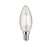 Paulmann 28684 Ampoule LED à filament en forme de bougie 4,8 W Intensité variable Transparent 2700 K Blanc chaud E14