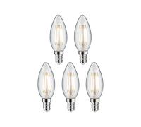 Paulmann 29094 Filament 230V LED Bougie E14 pack de 5 5x4,8W 5x470lm 35mm Clair Verre 2700K - Blanc chaud