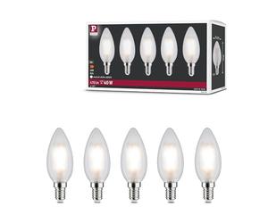 Paulmann 29096 Filament 230V LED Bougie E14 pack de 5 5x4,8W 5x470lm 35 mm Dépoli Verre 4000K
