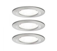 Paulmann 92983 LED Nova kit de 3 rond incl. 3x6,5 watts projecteurs Acier brossé spot Alu zinc lampe encastrée 4000 K GU10, 19.5 W, 3 Stück (1er Pack)