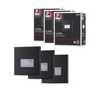 Paulmann 5223 Kit LED encastrés muraux Edge jeu de 3 carrés 80x5 mm 3x1,2W 3x50lm 230V 2700K noir dépoli