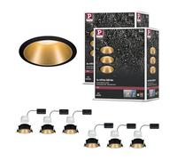 Paulmann 5236 LED spots encastrés 3-Step-Dim Cole Coin lot de 6 IP44 rondes 88mm Coin 6x6W 6x470lm 230V dimmable 2700K noir, doré mat