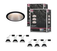 Paulmann 5239 LED spots encastrés 3-Step-Dim Cole Coin 6er-Set IP44 rond 88mm Coin 6x6W 6x470lm 230V dimmable 2700K noir, argent mat