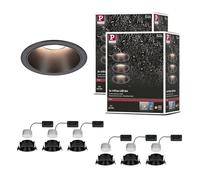 Paulmann 5268 Kit spots encastrés LED Coin Lot de 6 IP44 88mm Coin 6x6W 6x470lm 230V dimmable 2700K noir mat