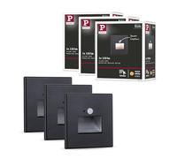 Paulmann 5272 Kit LED encastrés muraux Edge Lot de 3 80x42 mm 3x1,2W 3x25lm 230V 2700K noir mat