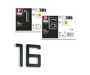 Paulmann 5296 - Lot de 2 lampes solaires LED pour numéro de maison - Avec batterie remplaçable - Numéro 16 - 3000 K - 2 x 6 lm - 2 x 0,2 W - Noir