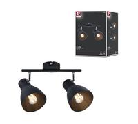 Paulmann 66760 Plafonnier à 2 spots Davy en métal E27 sans ampoule Noir 2 x 20 W