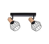 Paulmann 66767 projecteur Lanke 2 Flammes Max. 2x20 Watts plafonnier Noir/Bois Spot métal E14
