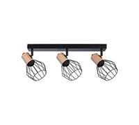 Paulmann 66768 projecteur Lanke 3 Flammes Max. 3x20 Watts plafonnier Noir/Bois Spot métal E14
