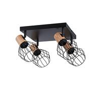 Paulmann 66769 projecteur Lanke 4 flammes max. 4x20 watts plafonnier noir/bois spot métal E14