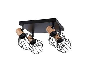 Paulmann 66769 projecteur Lanke 4 flammes max. 4x20 watts plafonnier noir/bois spot métal E14