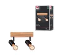 Paulmann 66771 projecteur Arvid 2 flammes max. 2x20 watts plafonnier noir/bois spot métal E27